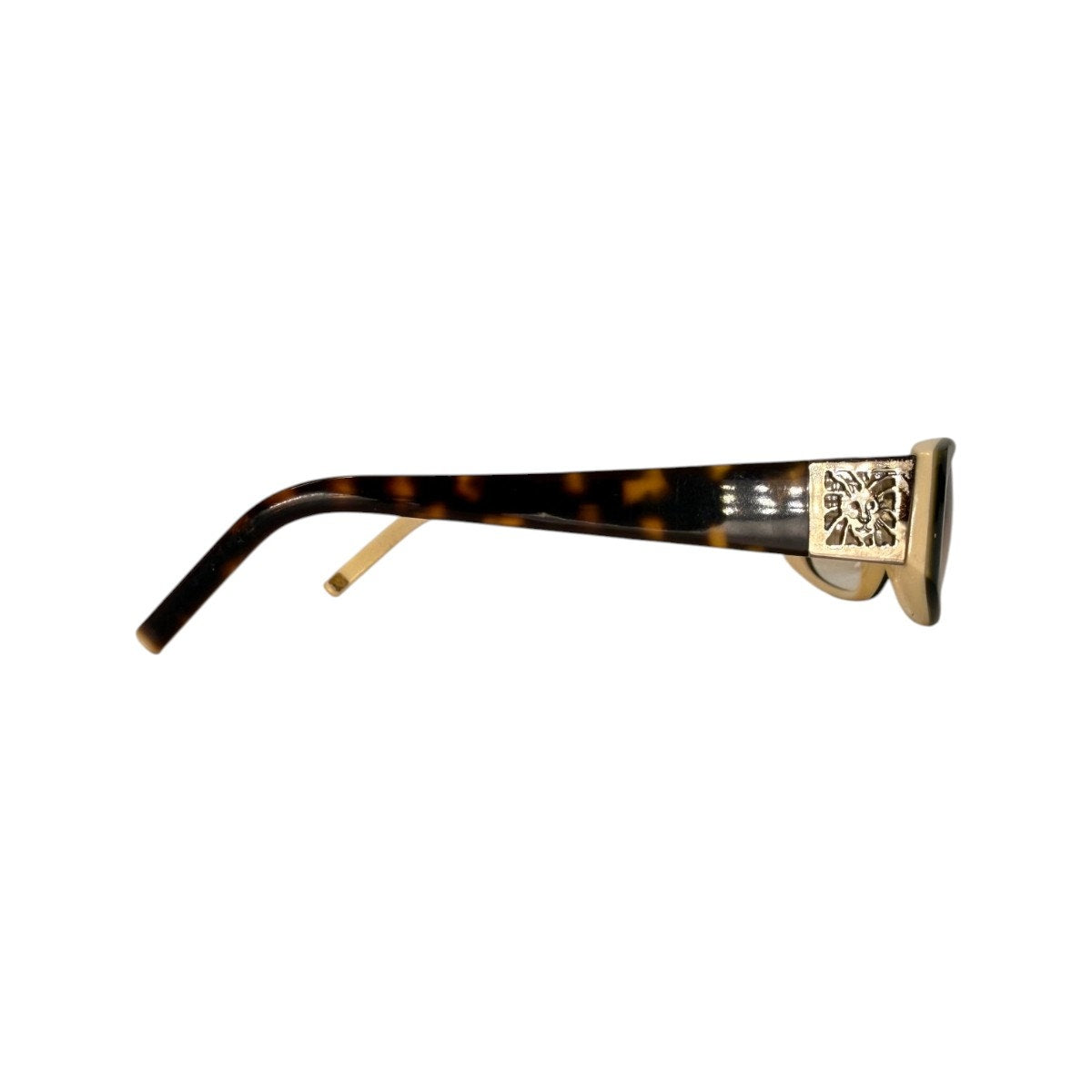 Versace Vintage Tortoiseshell Rectangle Sunglasses Black Brown Medusa Women's OS
