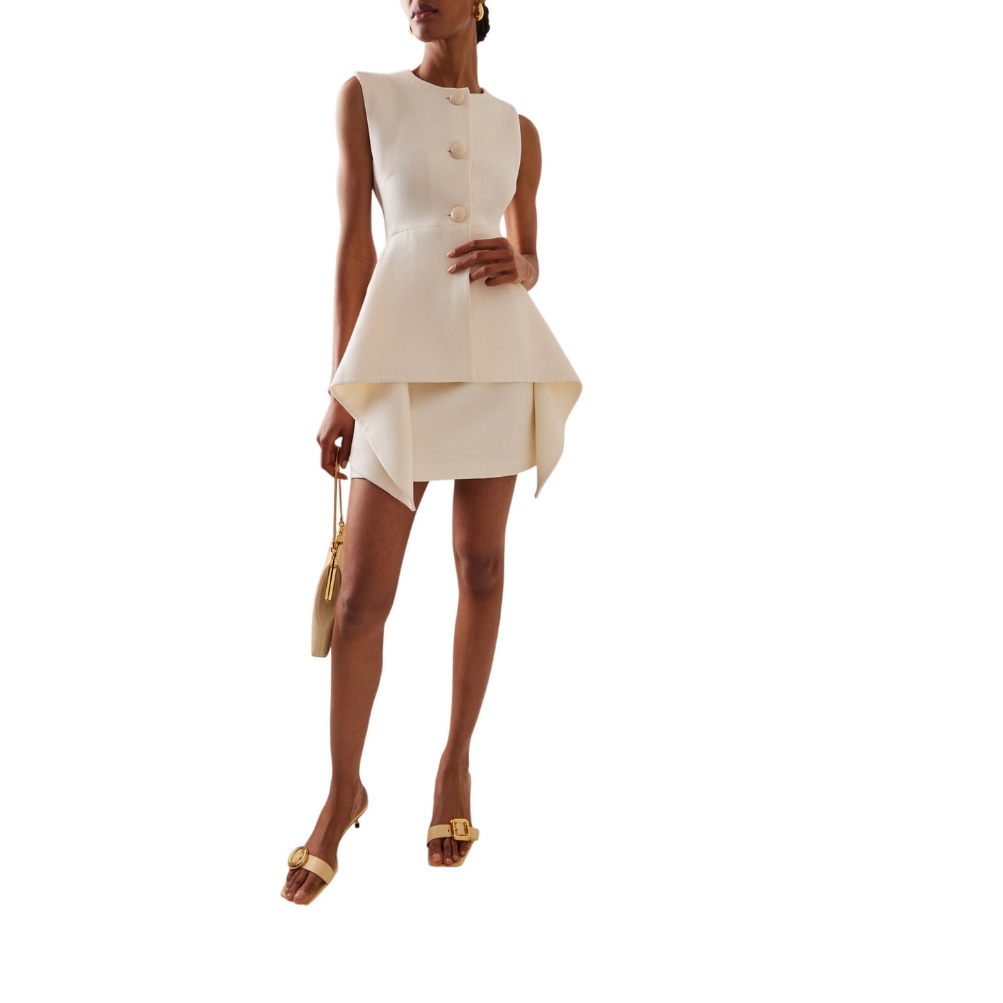Alexis McKenna Wool Sleeveless Peplum Mini Dress Ivory Women's Size Small NWT
