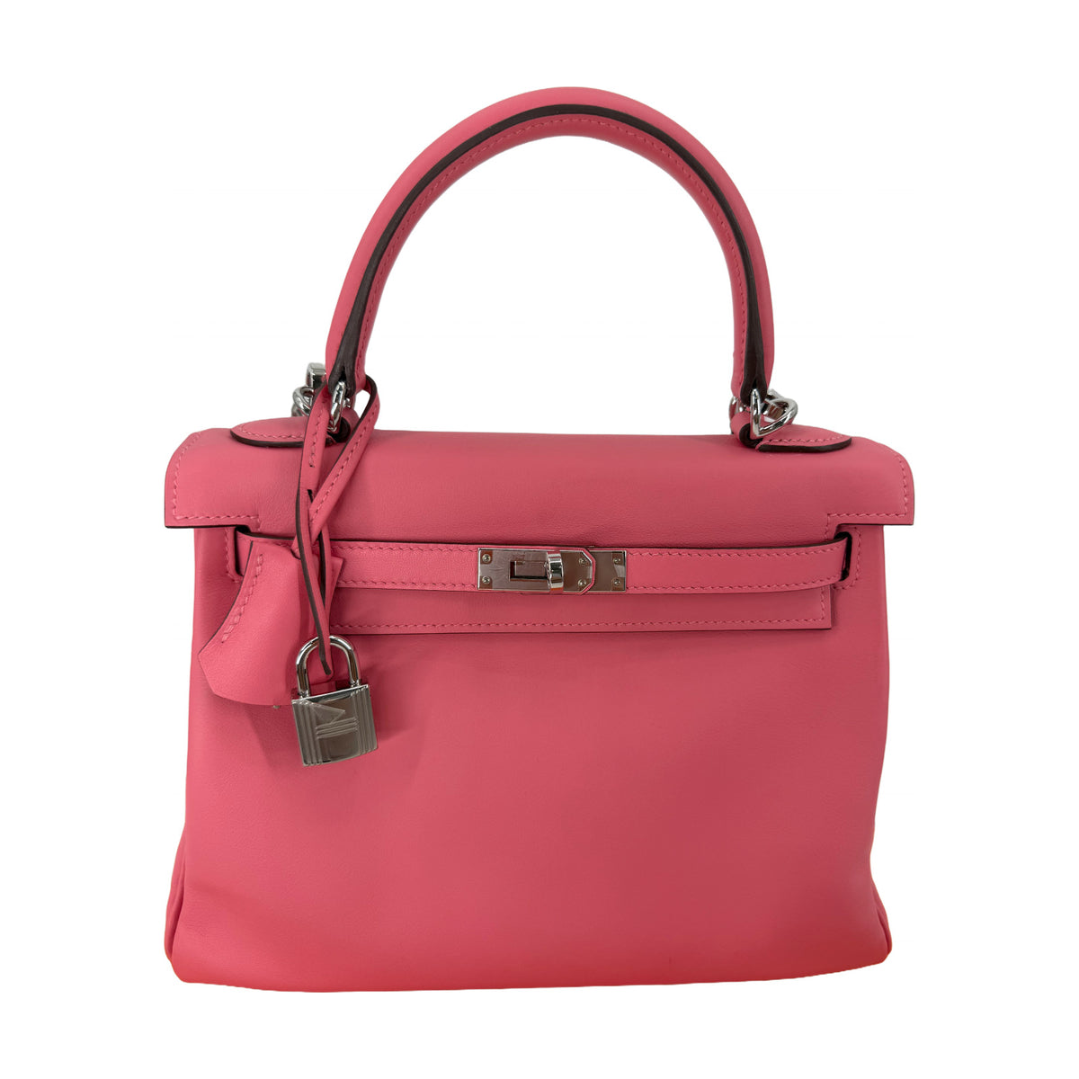 Hermès Kelly 25 Retourné Rose Azalée Swift Palladium Hardware 2024 Full Set
