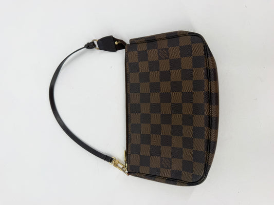 Louis Vuitton Damier Ebene Pochette Accessoires Brown Leather Strap
