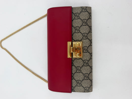 Gucci Padlock GG Supreme Red Leather Long Continental Wallet