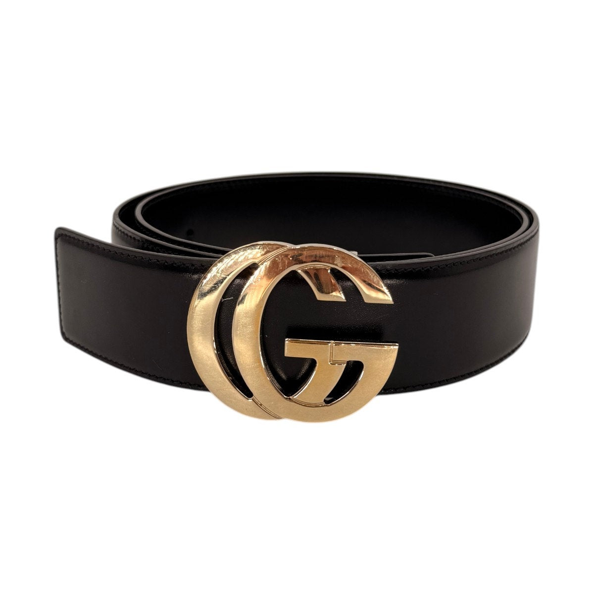 Gucci Black Leather GG Buckle Belt