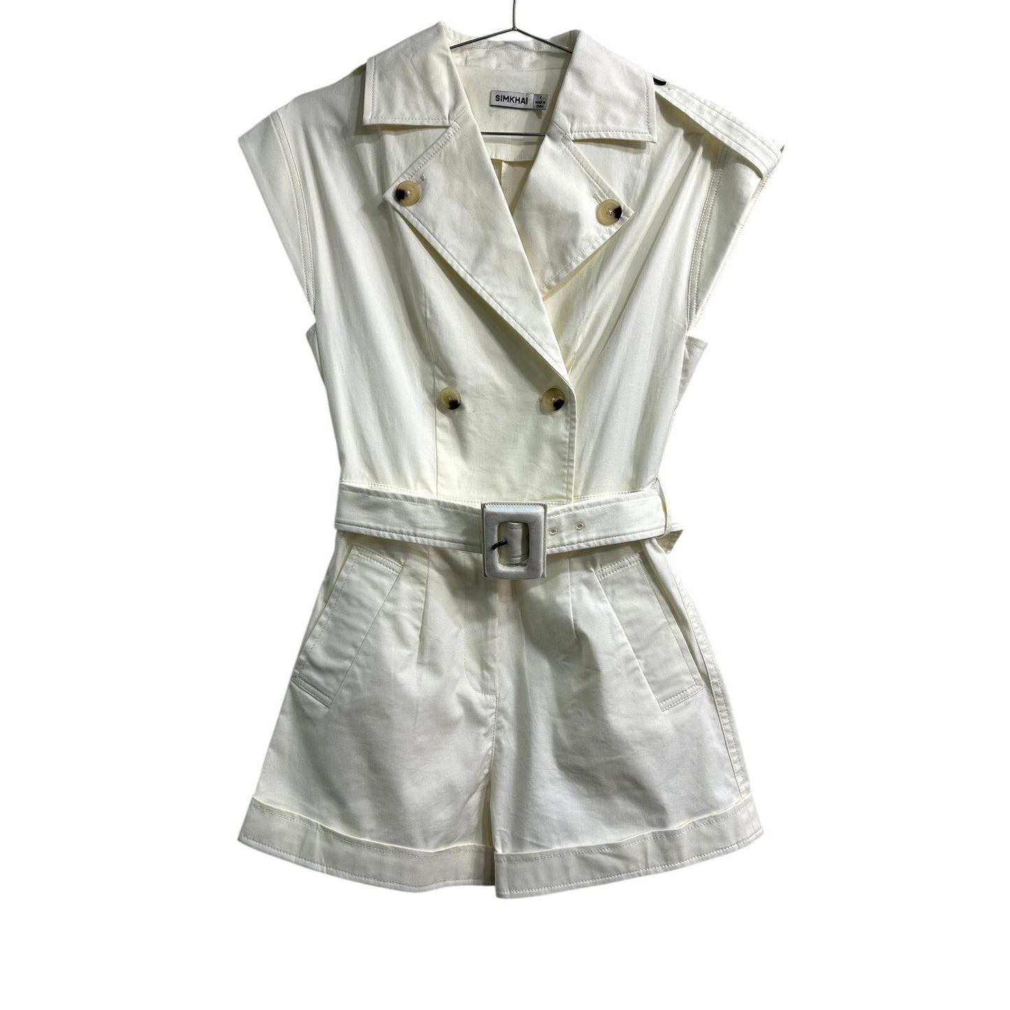 Simkhai Cotton Twill Vega Belted Stretch Romper