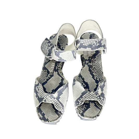 Pedro Garcia Leather Python Print Platform Wedge Sandals