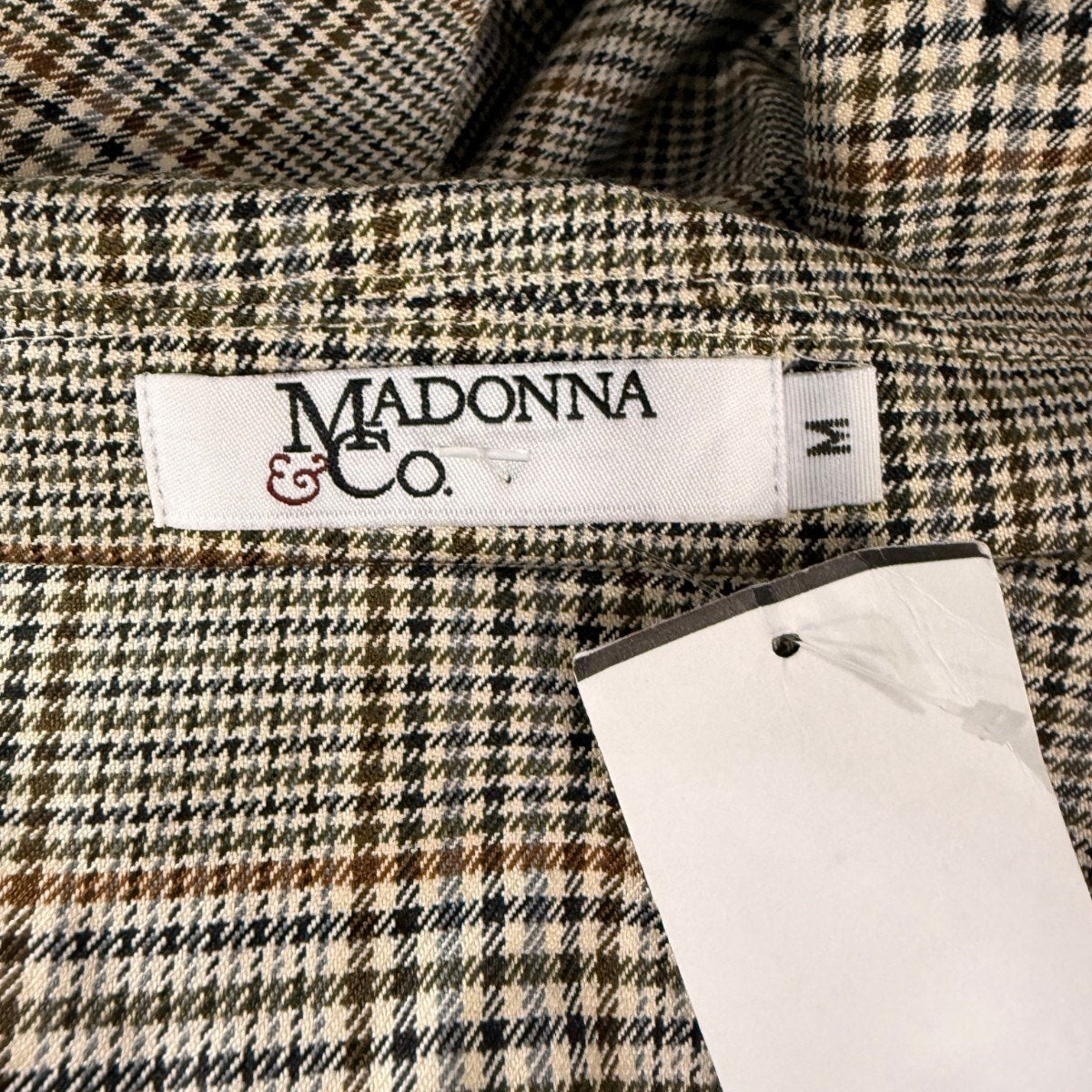 Madonna & Co. Cotton Blend Denim Plaid Blazer Brown Multi Women's Size Medium