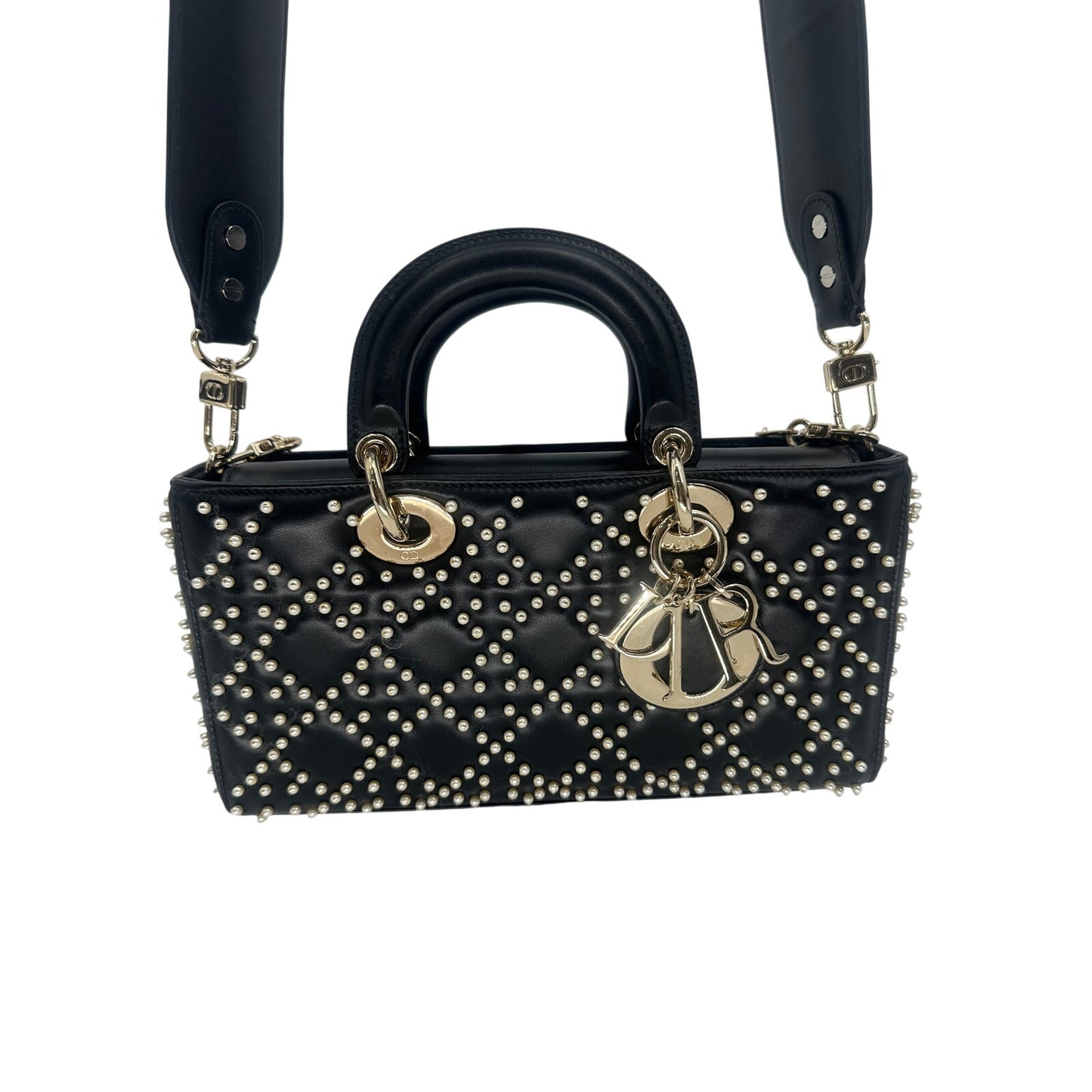 Christian Dior Leather Pearl Studded Lady D-Joy Crossbody Bag