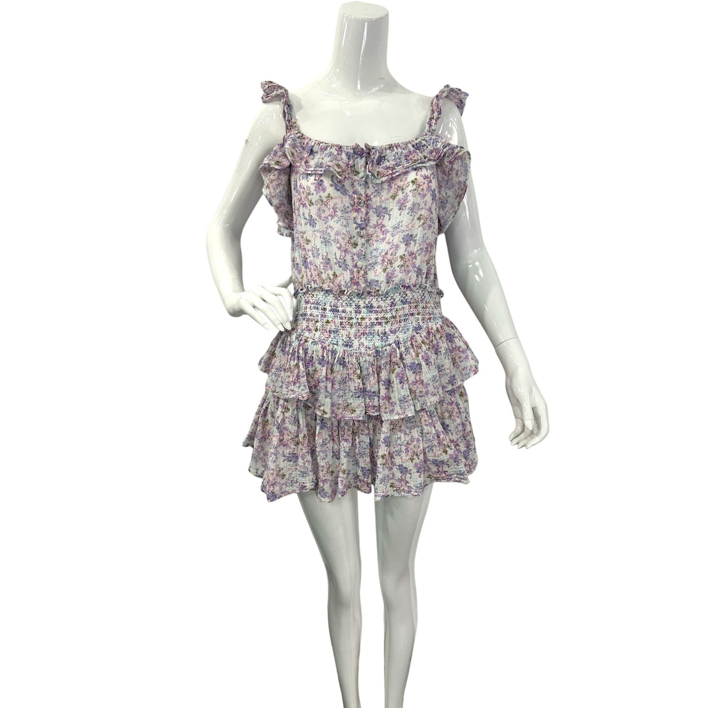LoveShackFancy Cotton Floral Print Shanely Mini Dress Positano