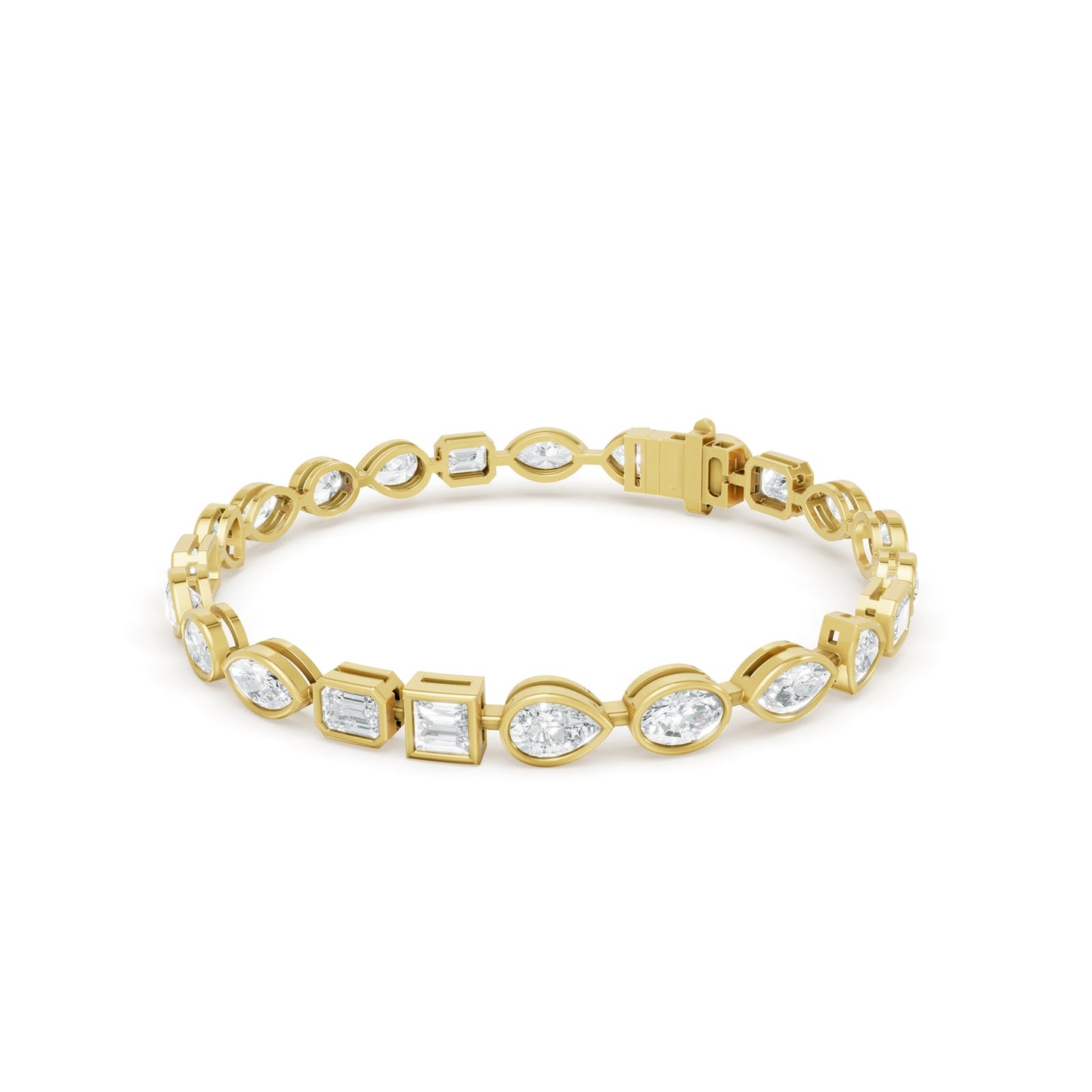 7.71 ctw Diamond Multishape Bazzel 14K Yellow Gold Tennis Bracelet