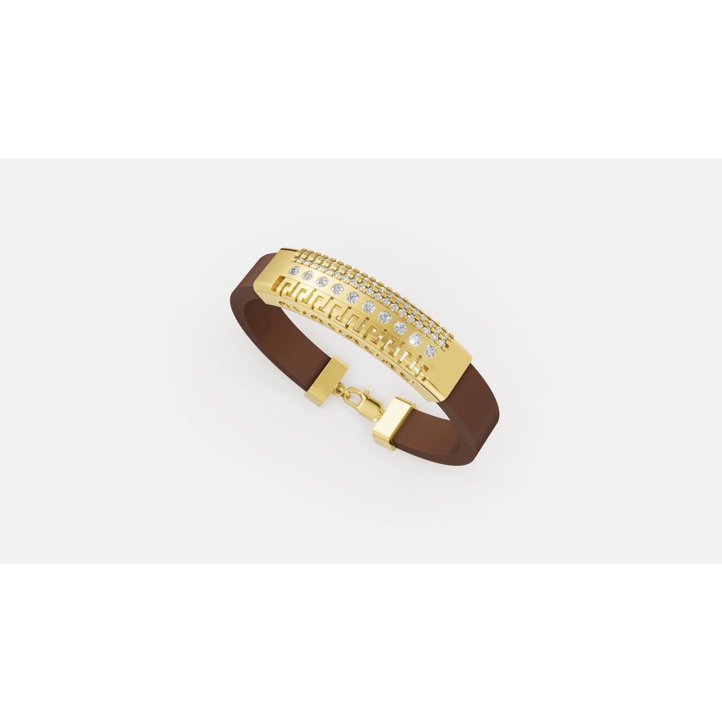 1.48 ctw Diamond Rubber Bracelet 14K Yellow Gold Men's Bracelet