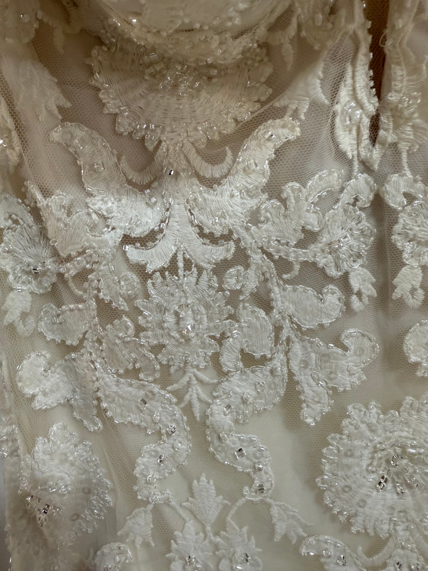 Atelier Pronovias Runis Crystal Tulle V-Neck Mermaid Wedding Gown Ivory