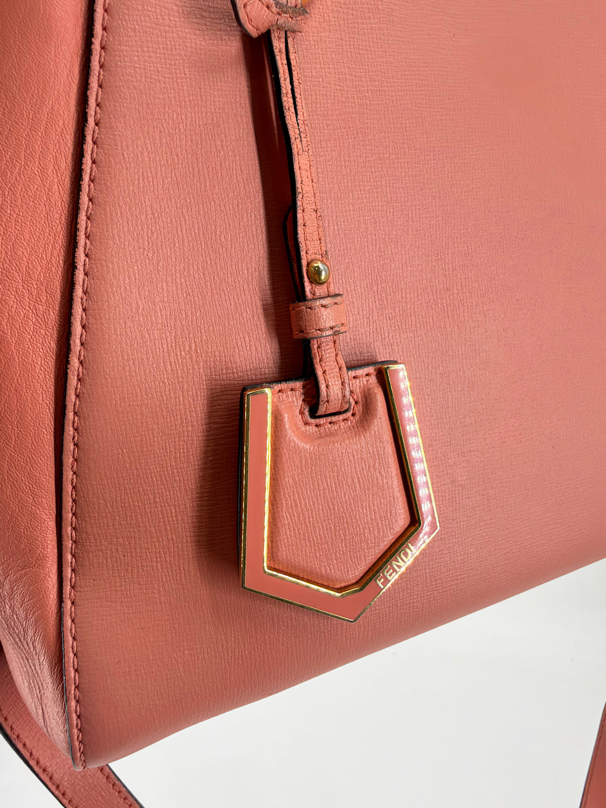 Fendi Petite 2Jours Pink Saffiano Leather Tote Crossbody Strap