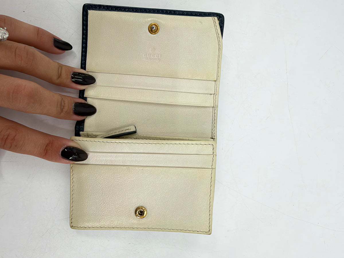 Gucci GG Marmont Torchon White Leather Card Case Mini Wallet