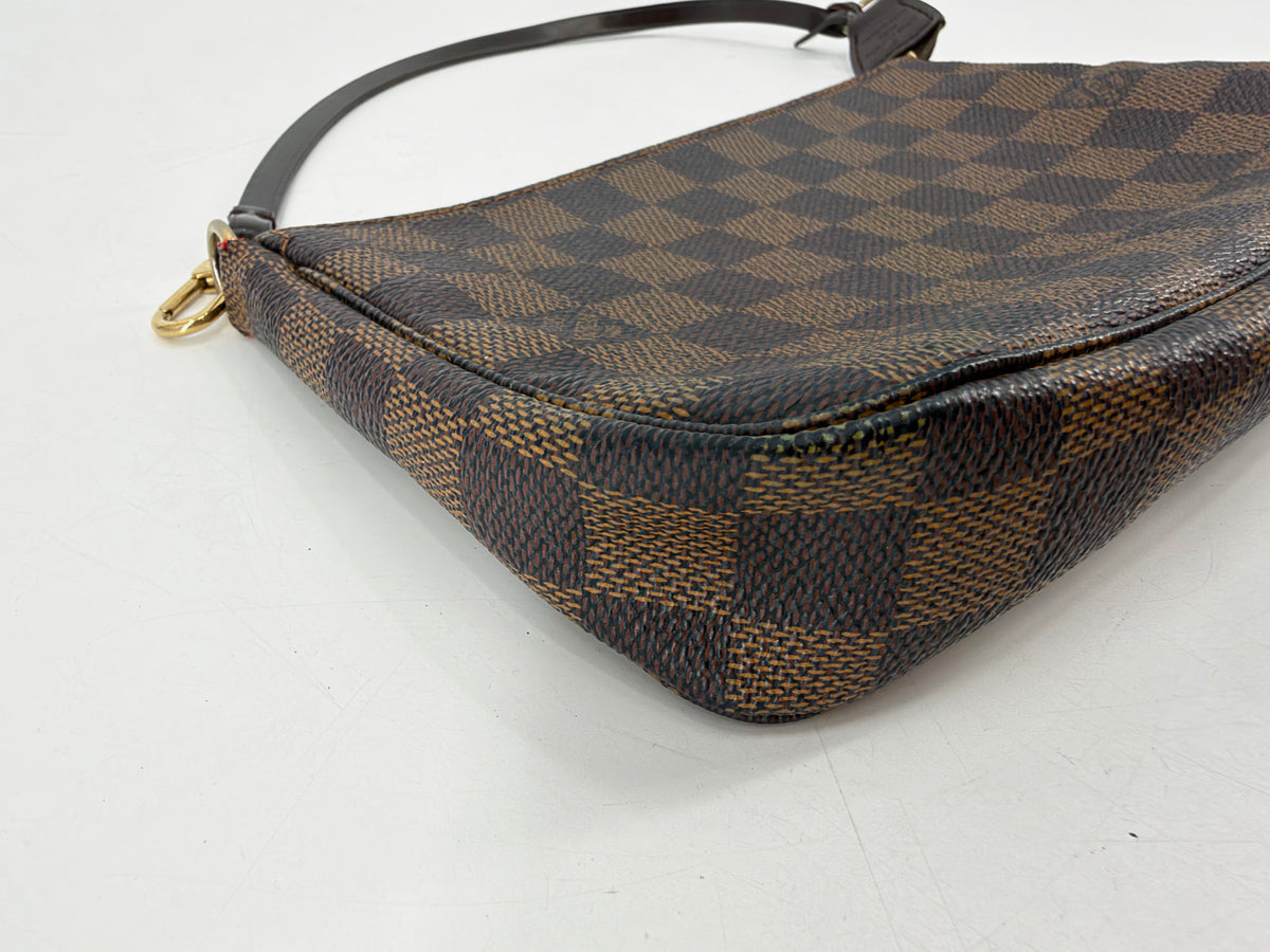 Louis Vuitton Damier Ebene Pochette Accessoires Brown Leather Strap