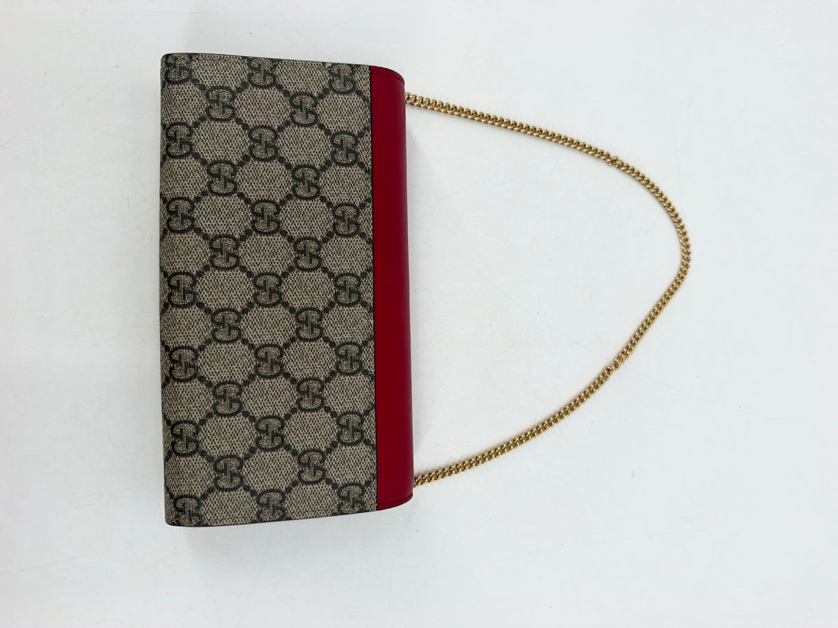 Gucci Padlock GG Supreme Red Leather Long Continental Wallet