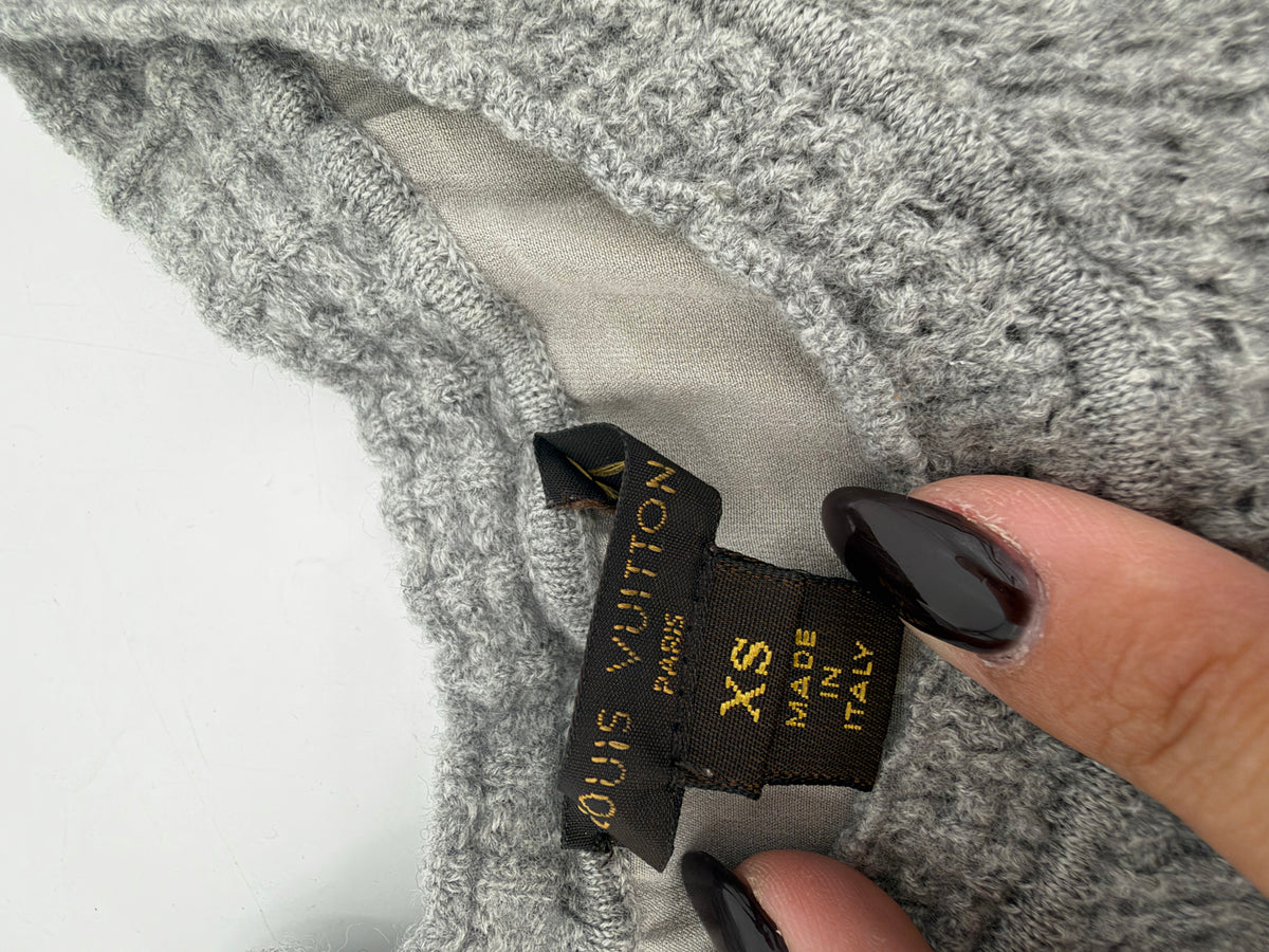Louis Vuitton Grey Knit Sleeveless Top Layered Silk Hem