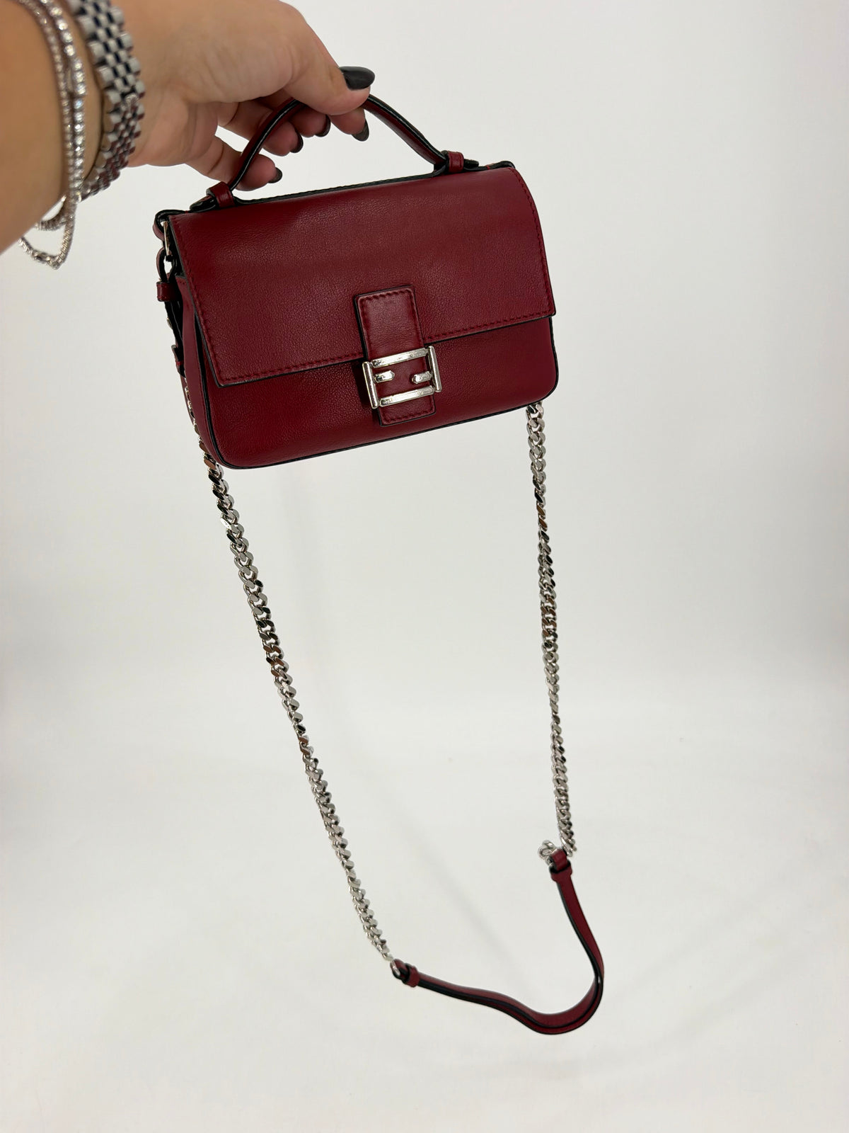 Fendi Monster Bag Bugs Eyes Red Leather Micro Baguette