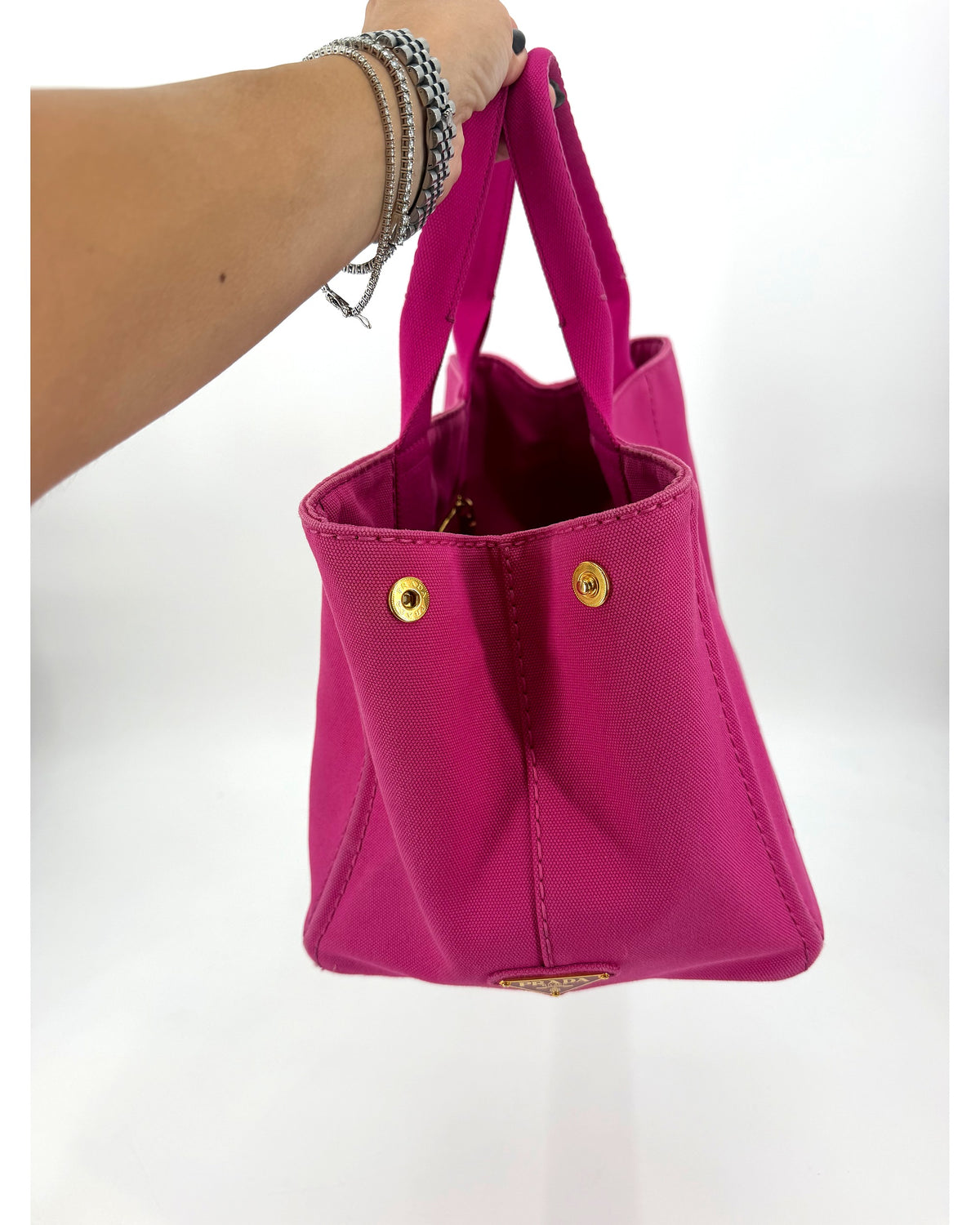 Prada Canapa Logo Canvas Tote Bag Fuchsia Pink