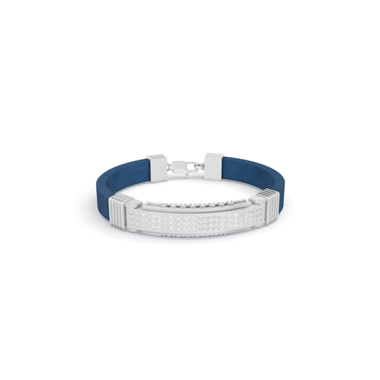 1.60 ctw Diamond Rubber Bracelet 14K White Gold Men's Bracelet