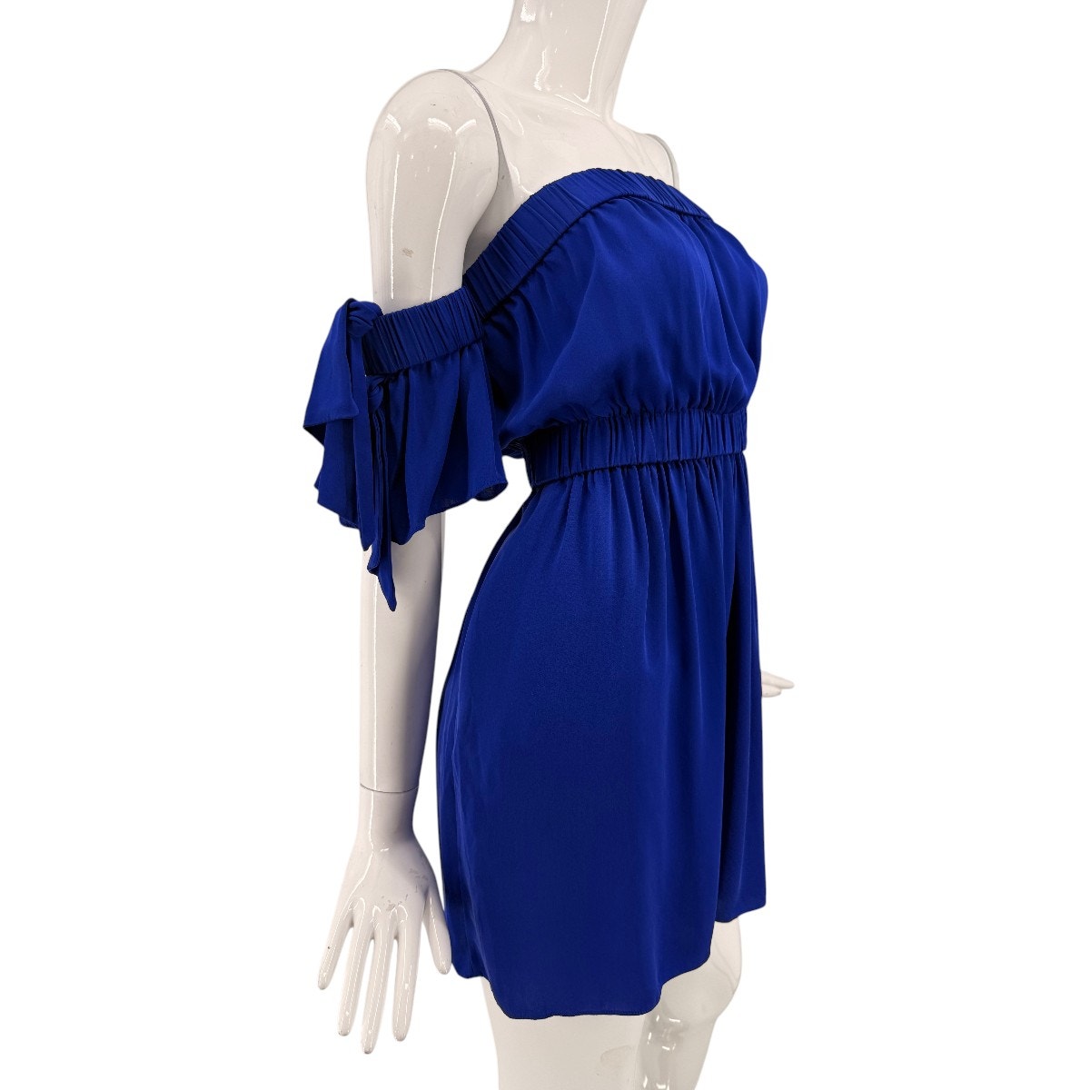 Milly Christy Stretch-Silk Off-the-Shoulder Mini Dress Cobalt Women's Size P