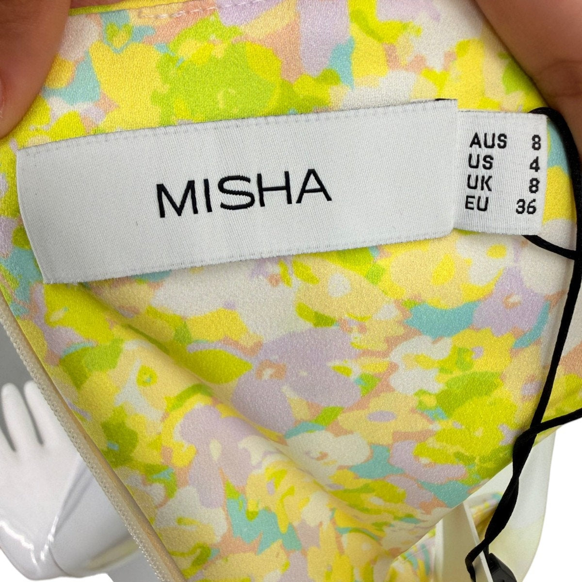 Misha Summer Ditsy Print Everlyn Front Tie Cut-Out Midi Dress