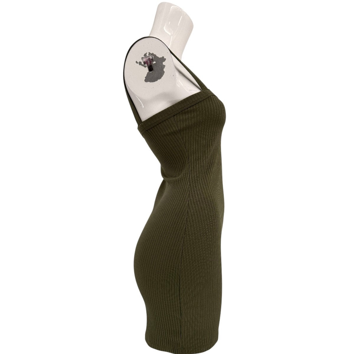 Lovers and Friends Rib Knit Bradian Square Neck Mini Dress Green Women's Size S