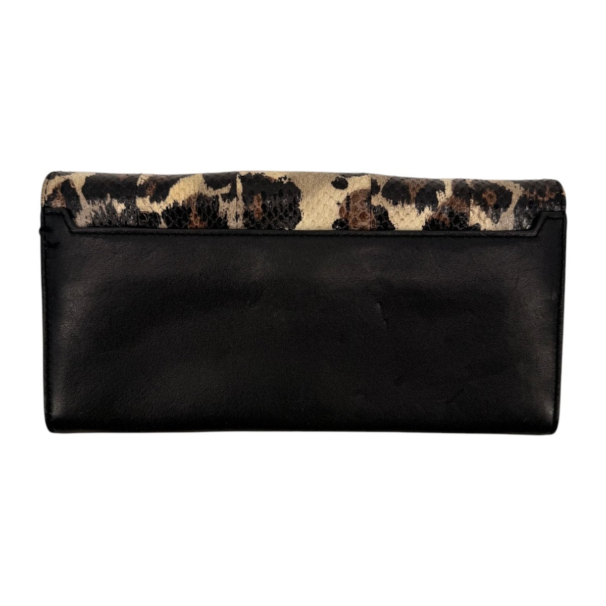 Diane Von Furstenberg Leopard Print Leather Clutch Wallet Black Brown