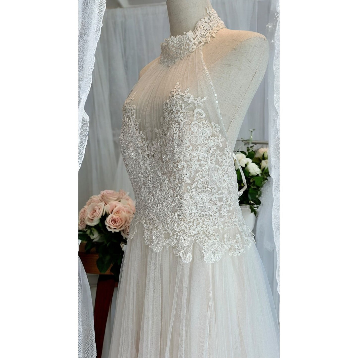 Donatela by Rosa Clará Sheer Lace Bodice Wedding Dress Gown