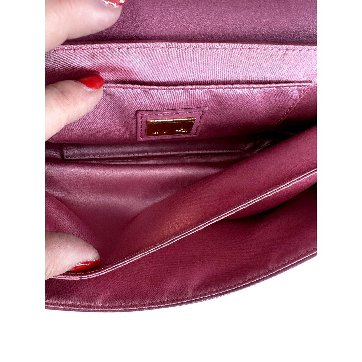 Fendi Leather Baguette Long Clutch Bag Pink