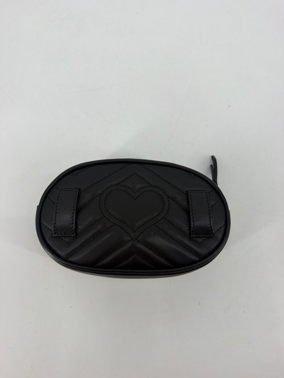Gucci GG Marmont Matelasse Black Leather Belt Bag Gold GG
