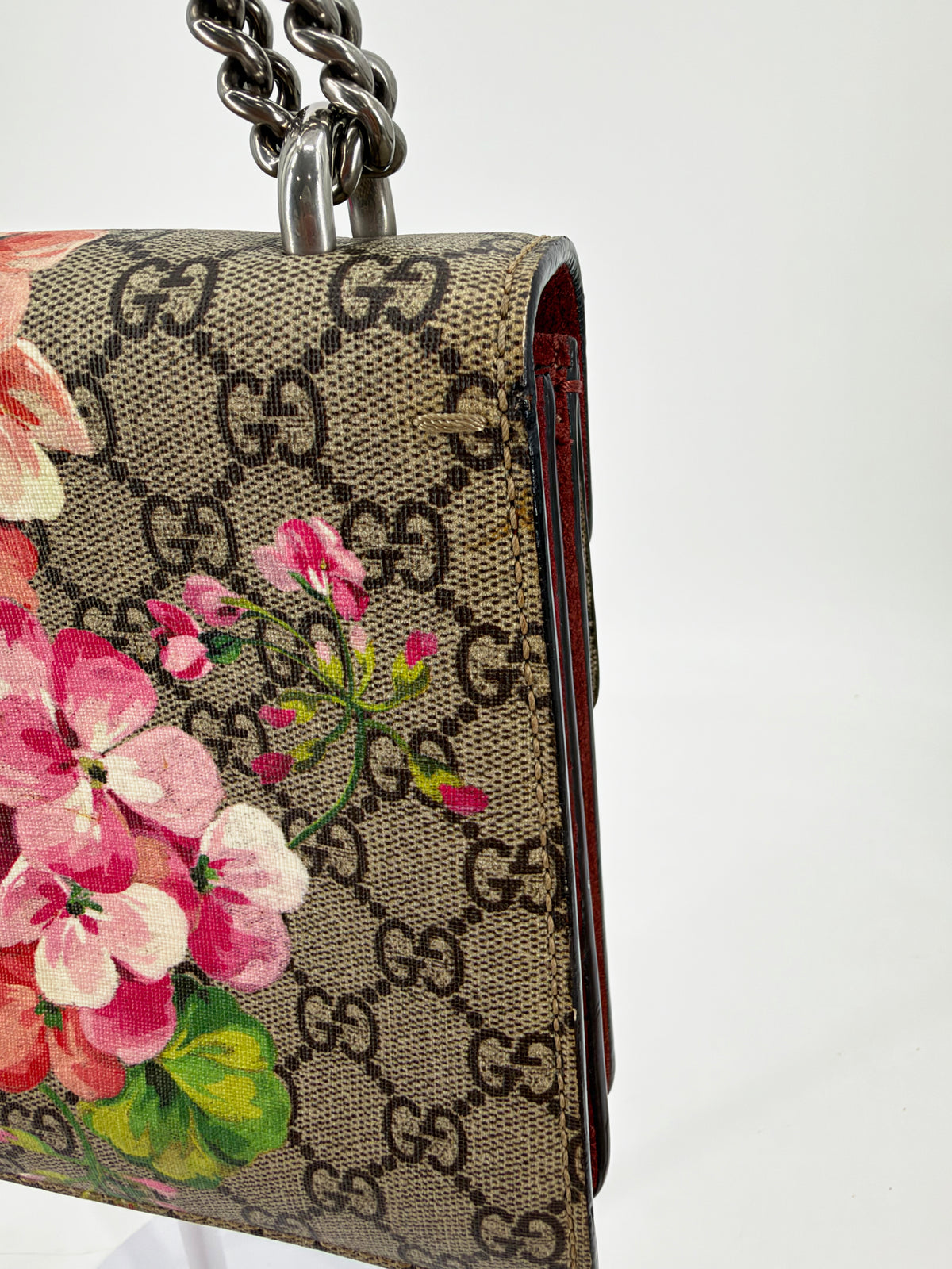 Gucci Dionysus GG Supreme Blooms Floral Shoulder Bag Red Suede
