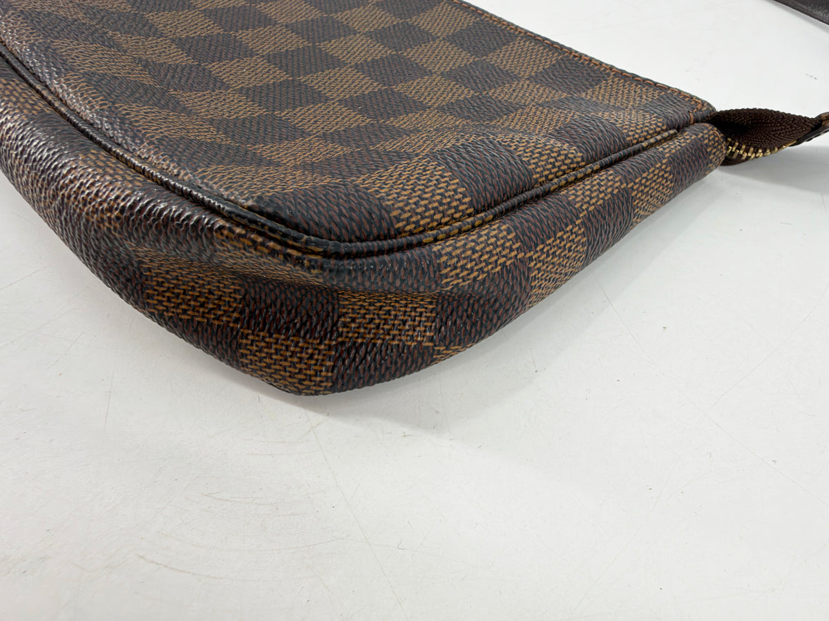 Louis Vuitton Damier Ebene Pochette Accessoires Brown Leather Strap