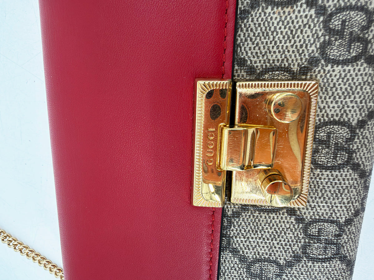 Gucci Padlock GG Supreme Red Leather Long Continental Wallet