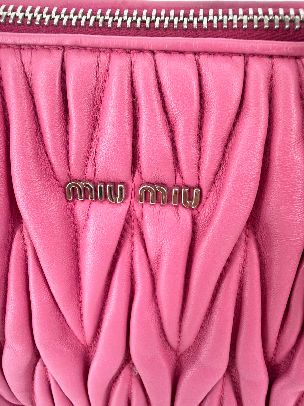 Miu Miu Matelasse Pink Leather Double Handle Tote Bag