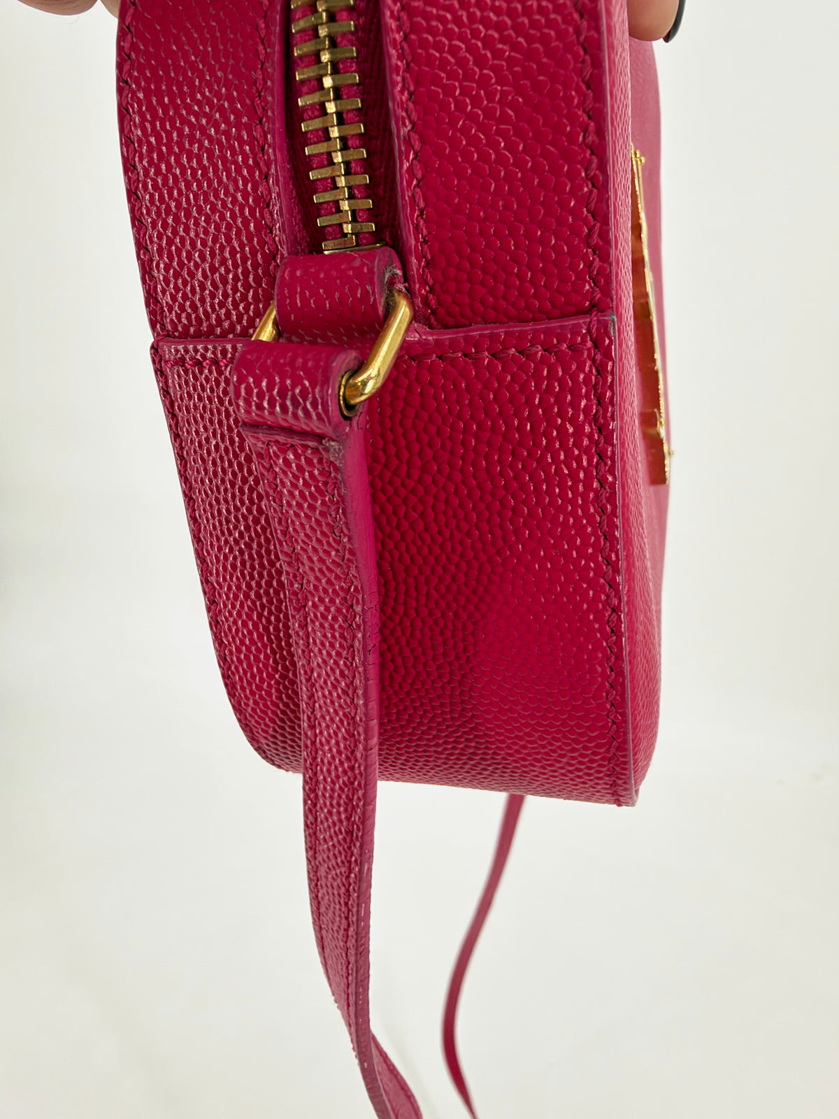 Saint Laurent Small Monogram Camera Bag Hot Pink Grain de Poudre Crossbody YSL