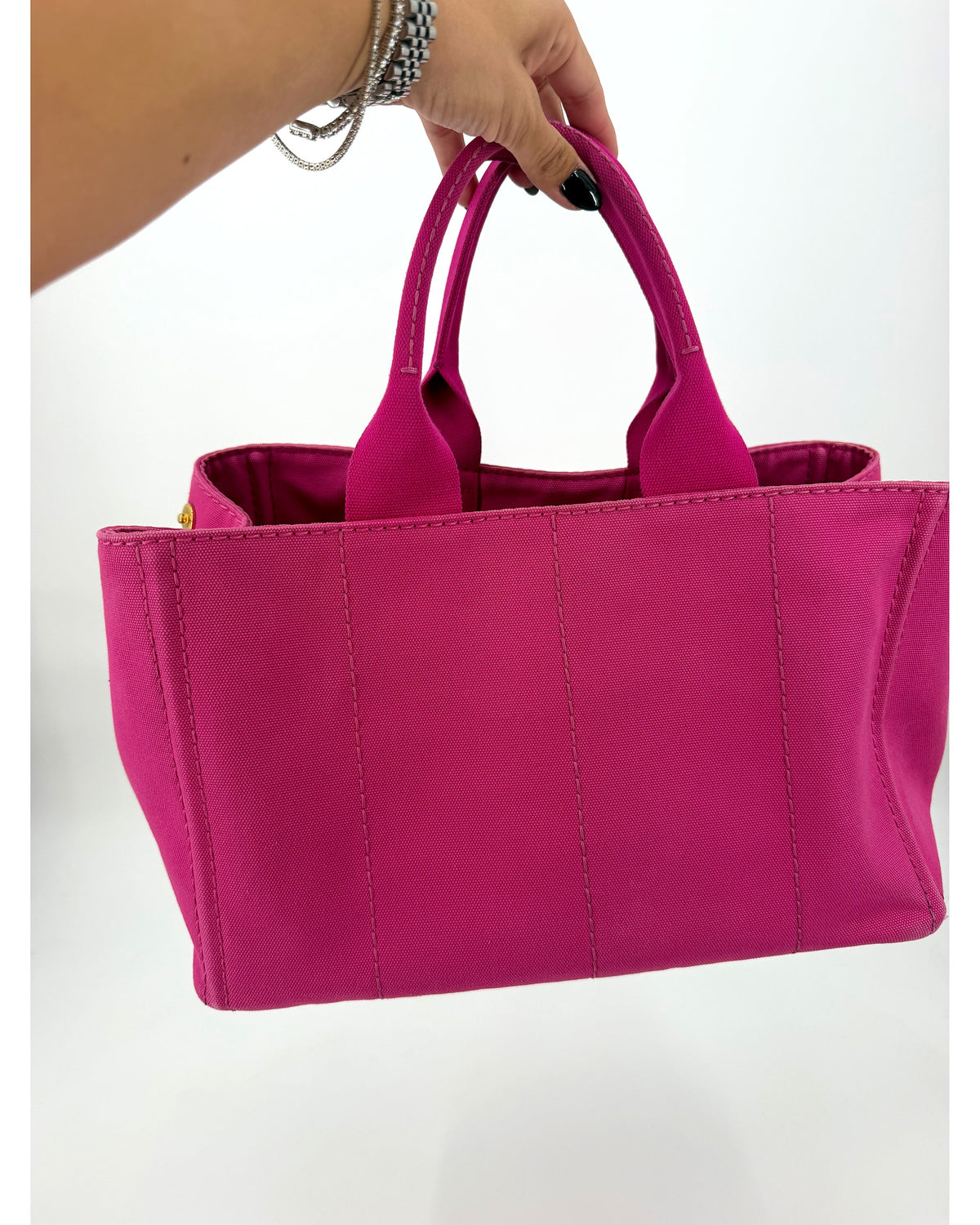 Prada Canapa Logo Canvas Tote Bag Fuchsia Pink