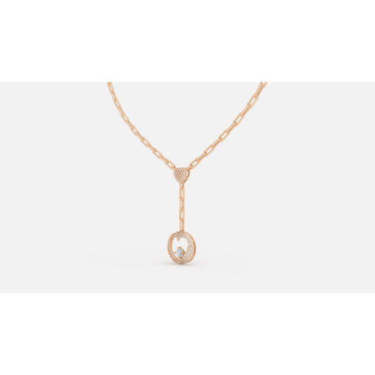 0.94 CTW 14K Plumb Gold Diamond Lariat Necklace