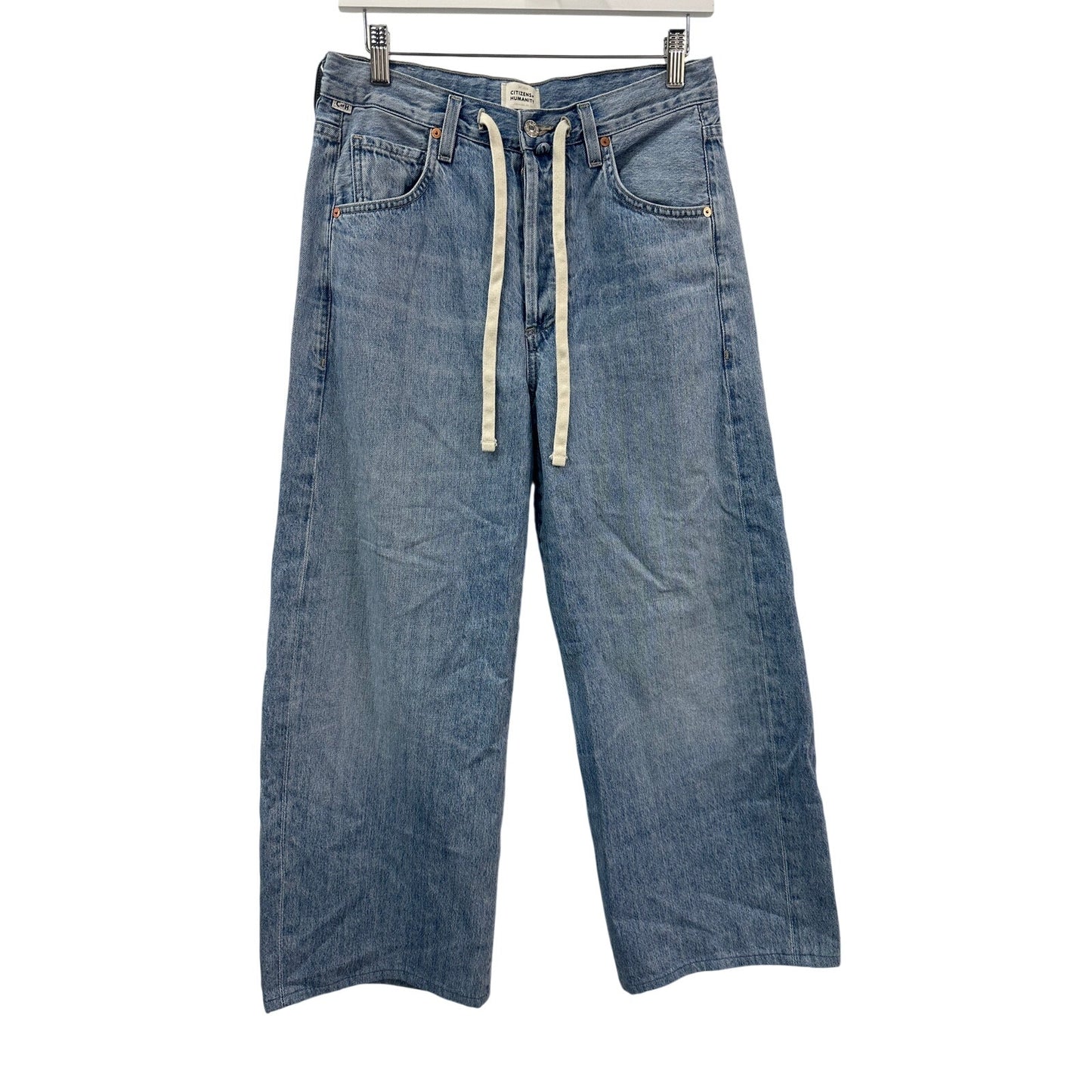 Citizens of Humanity Blue Cotton Brynn Drawstring Straight Leg Jeans