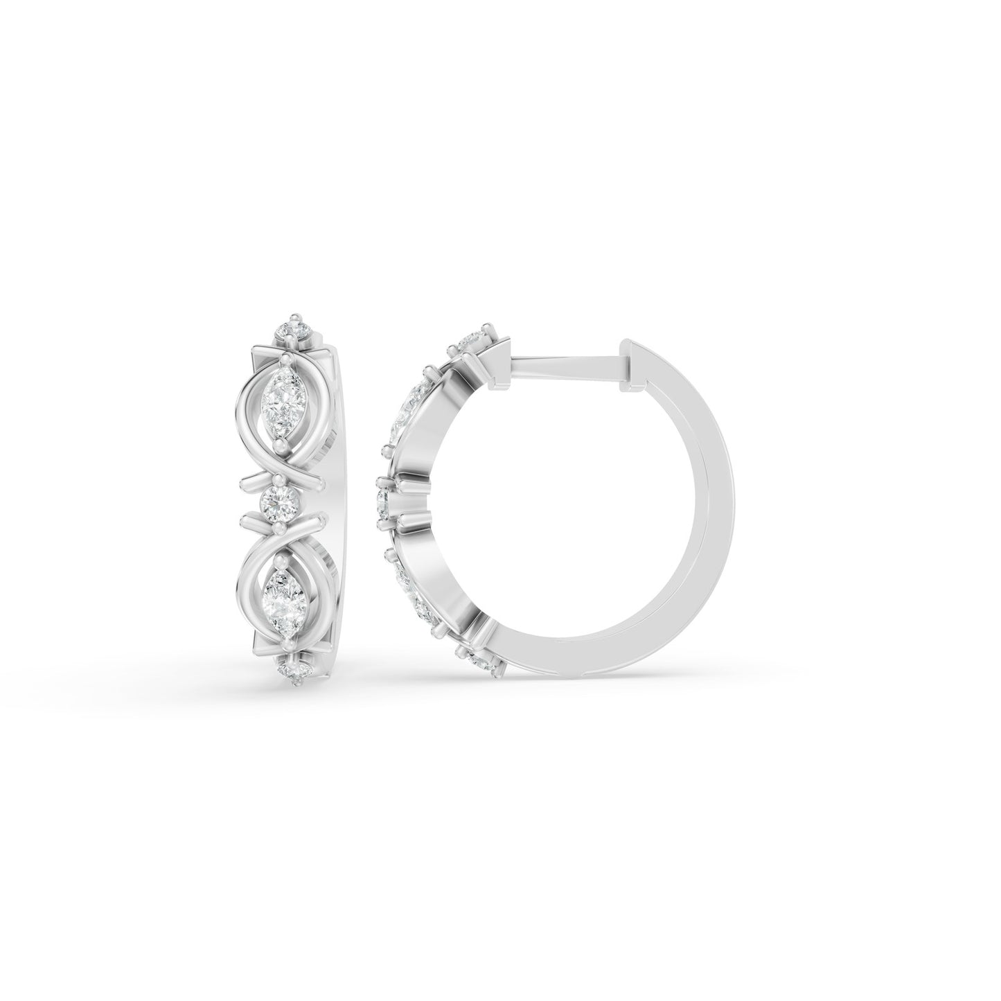 0.38 CTW 14K White Gold Diamond Hoop Earrings