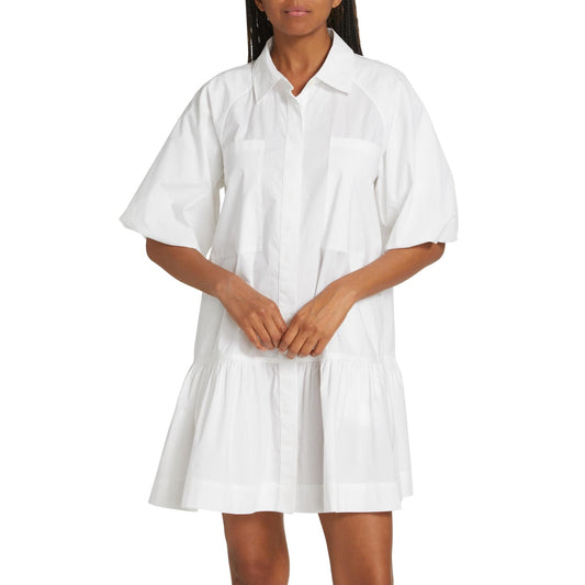 Jonathan Simkhai Cotton Blend Crissy Poplin Mini Shirt Dress