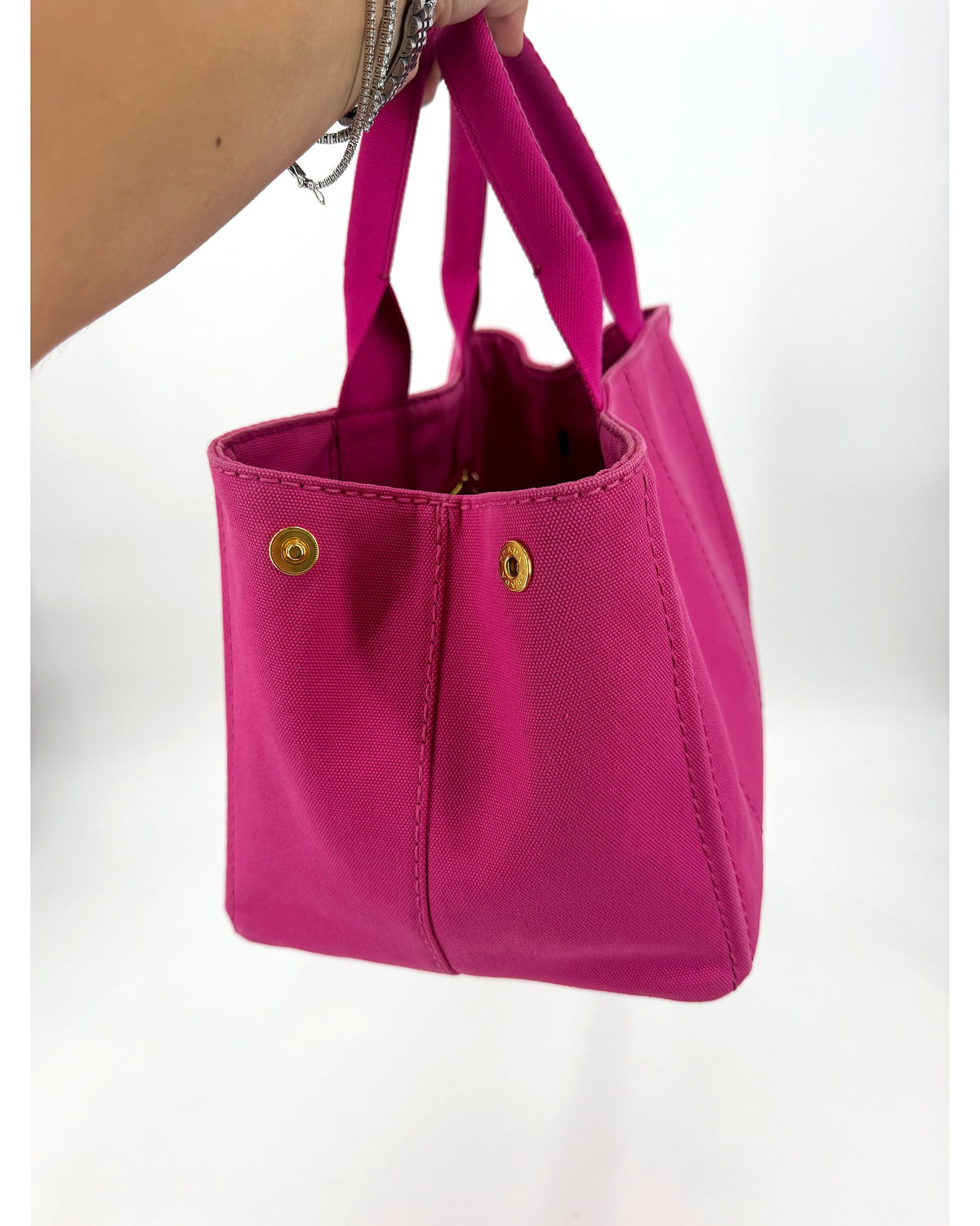 Prada Canapa Logo Canvas Tote Bag Fuchsia Pink