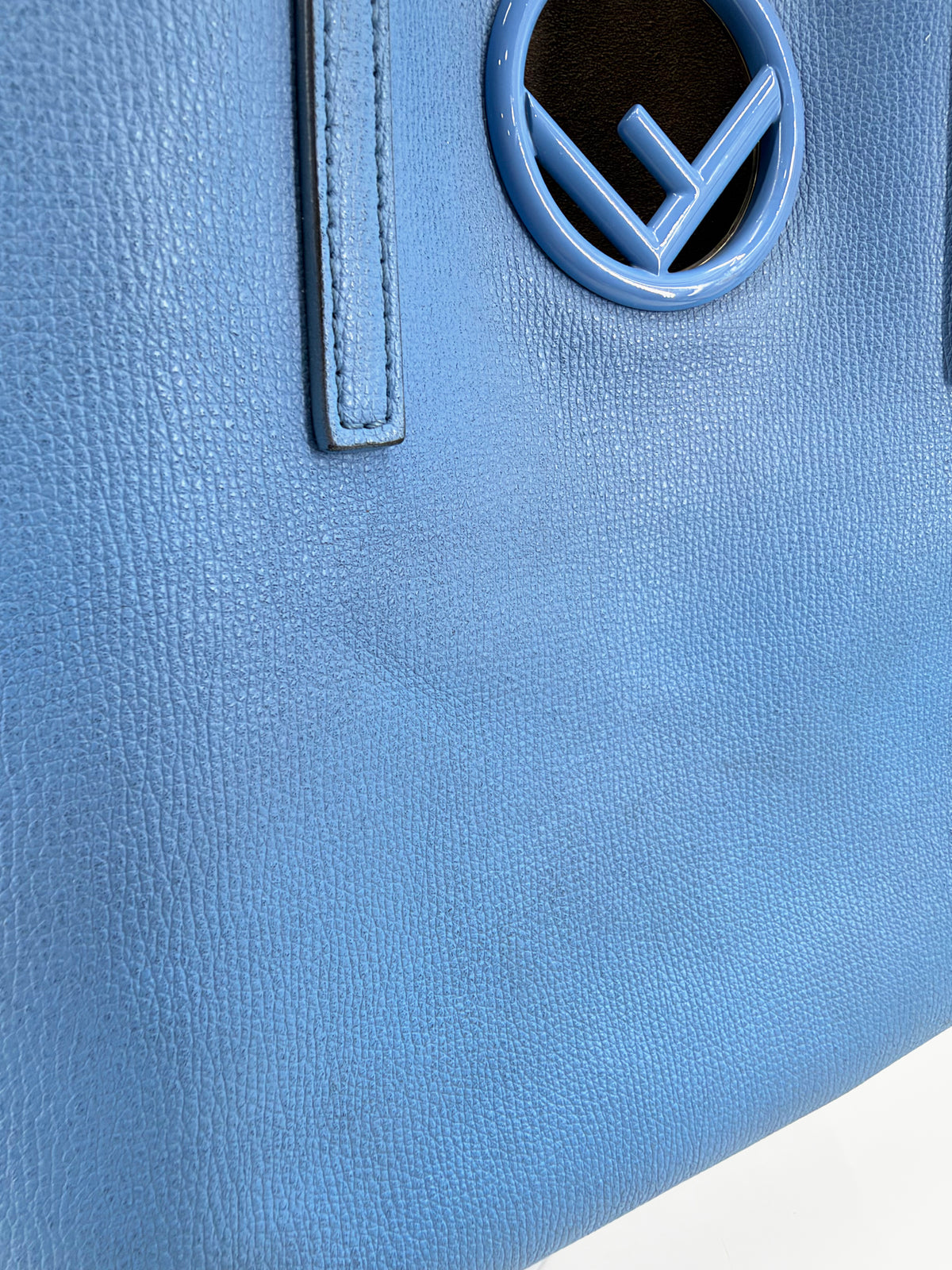 Fendi F Is Fendi Blue Leather Shopper Tote Bag