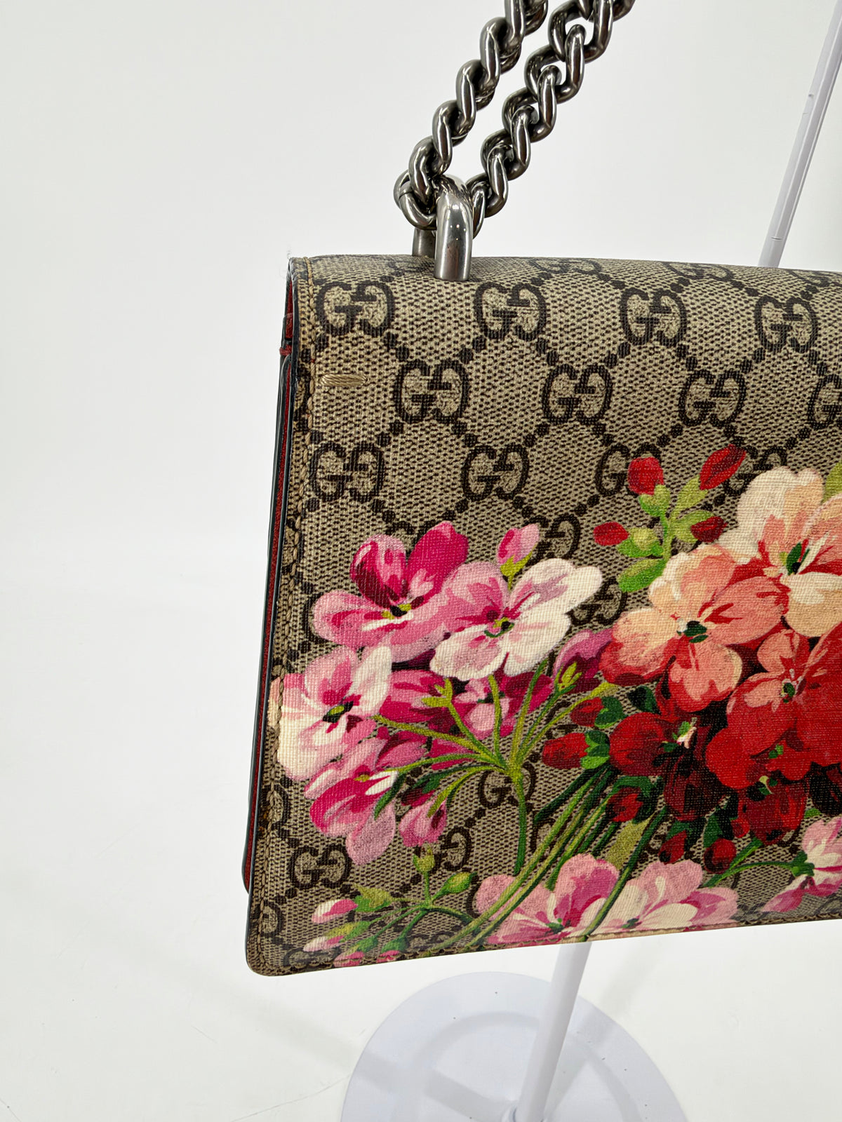 Gucci Dionysus GG Supreme Blooms Floral Shoulder Bag Red Suede