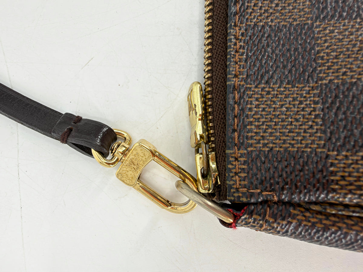 Louis Vuitton Damier Ebene Pochette Accessoires Brown Leather Strap