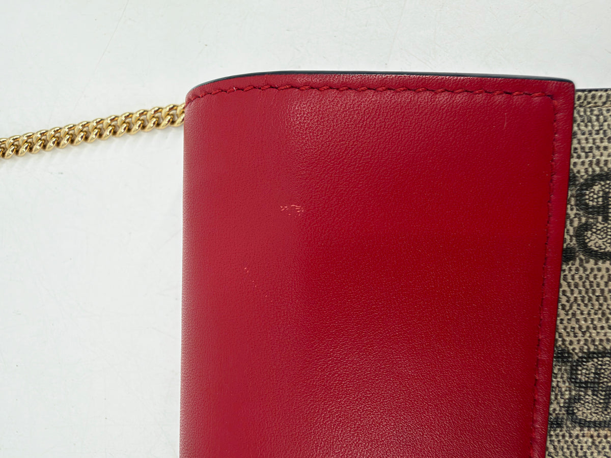 Gucci Padlock GG Supreme Red Leather Long Continental Wallet
