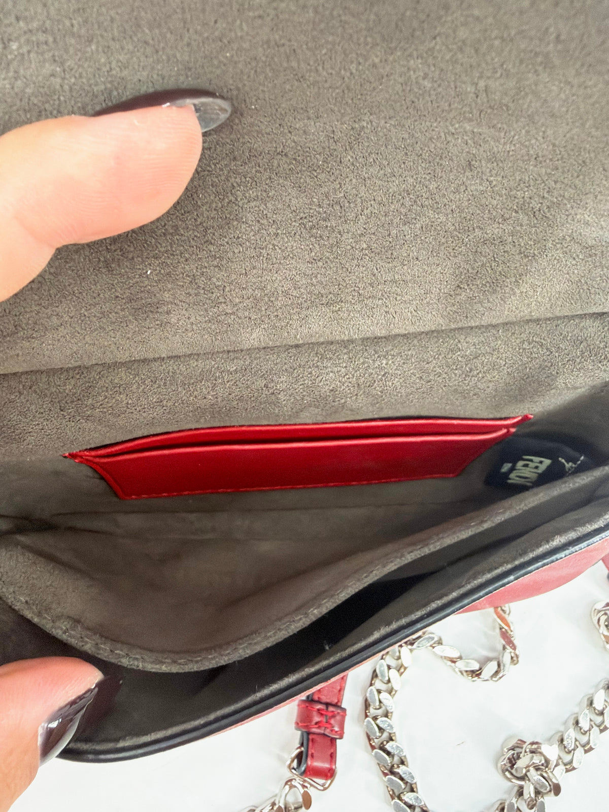 Fendi Monster Bag Bugs Eyes Red Leather Micro Baguette
