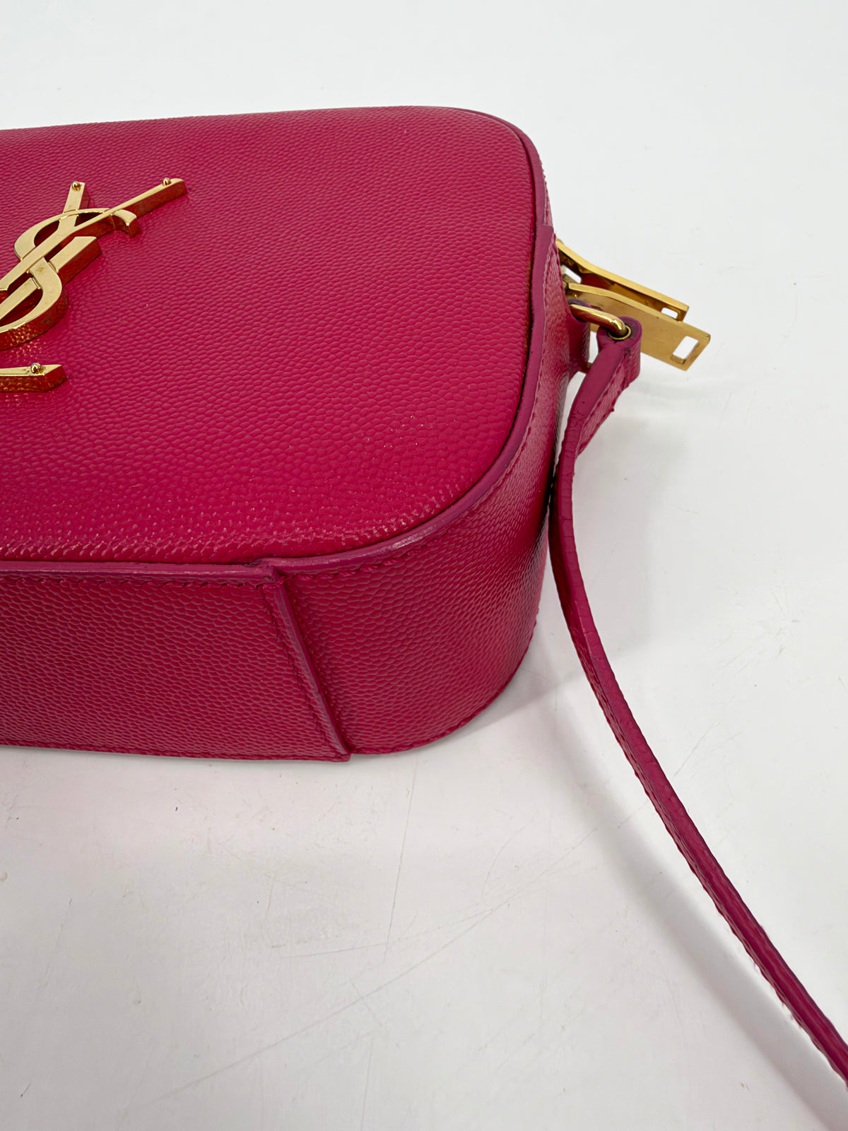 Saint Laurent Small Monogram Camera Bag Hot Pink Grain de Poudre Crossbody YSL