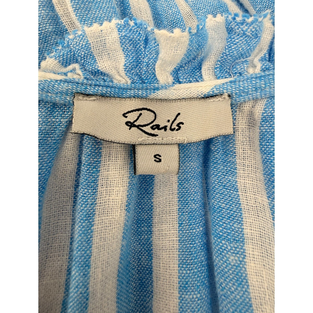 Rails Linen Blend Crystal Smocked Mini Dress Lake Stripe