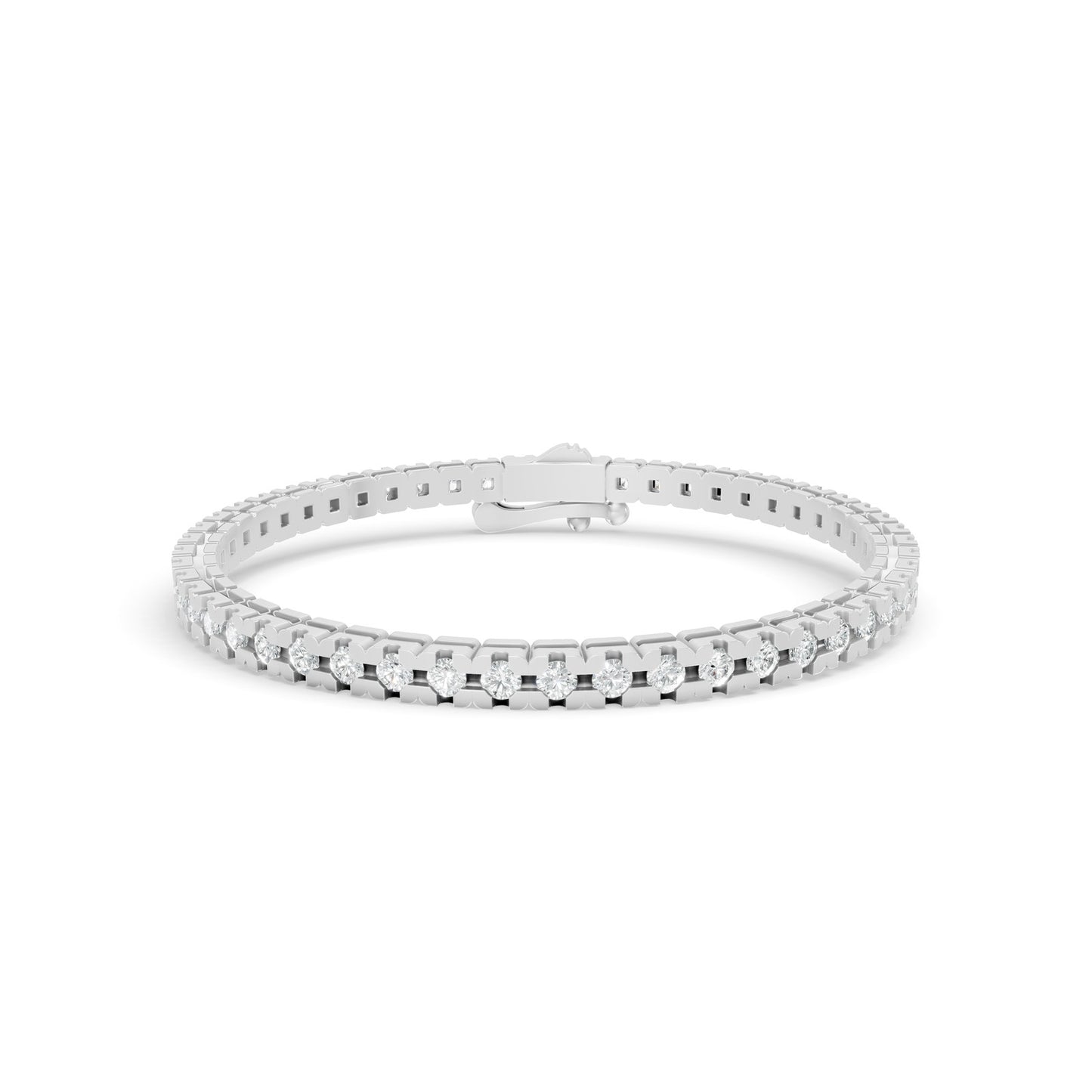 4.01 ctw Diamond Square Collet 14K White Gold Tennis Bracelet
