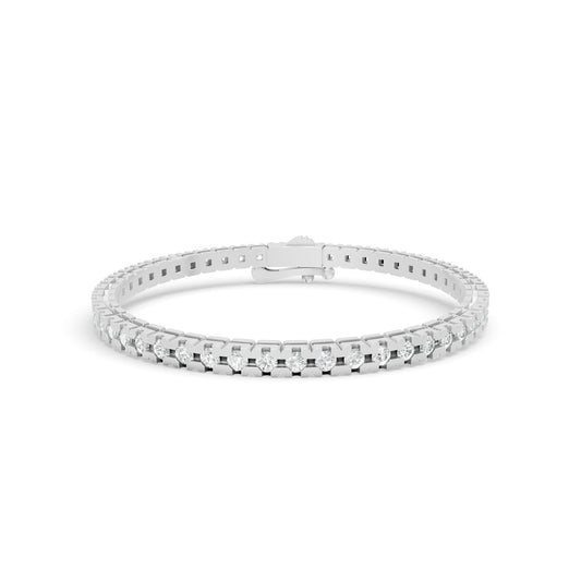4.01 ctw Diamond Square Collet 14K White Gold Tennis Bracelet