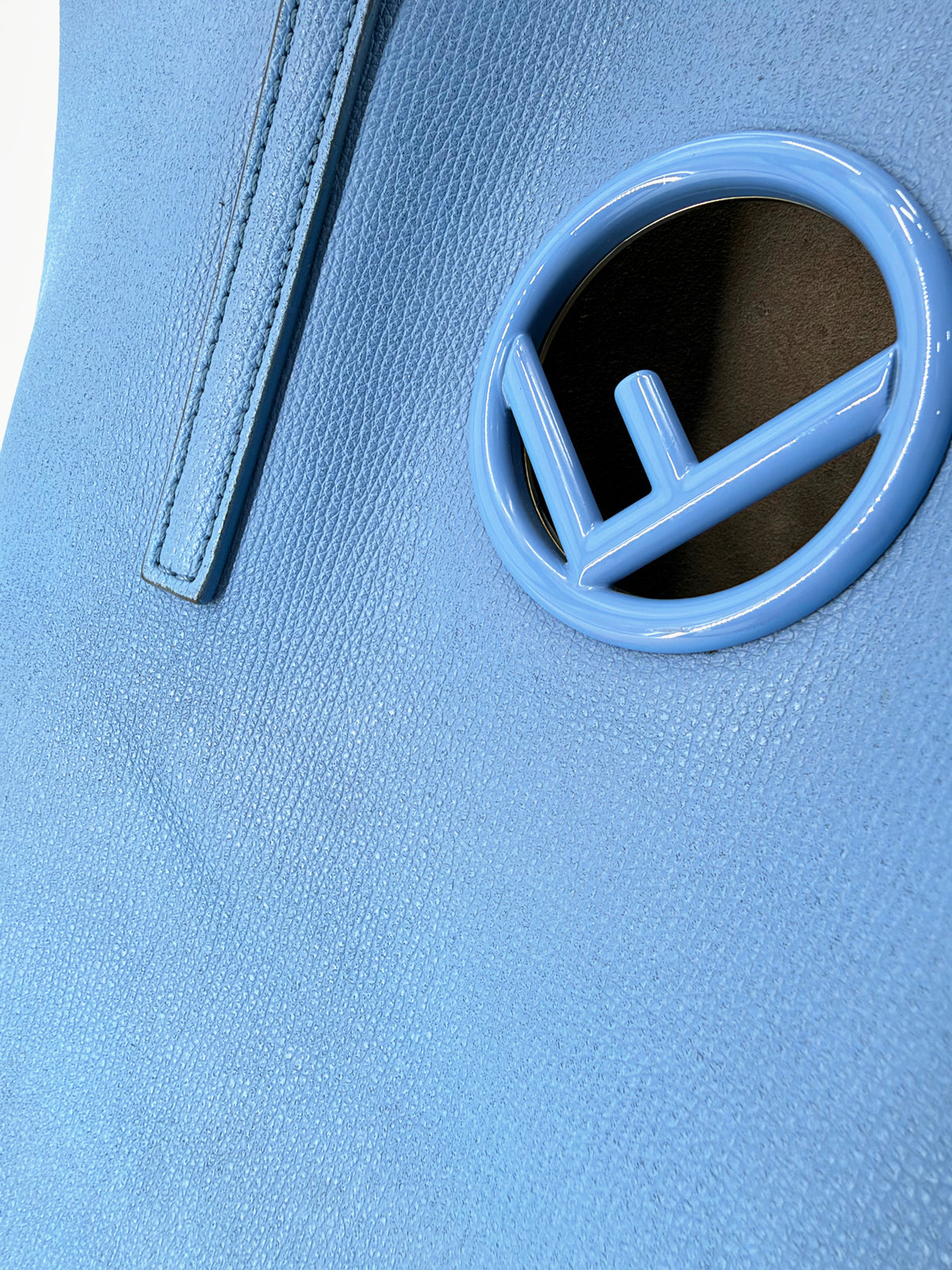 Fendi F Is Fendi Blue Leather Shopper Tote Bag